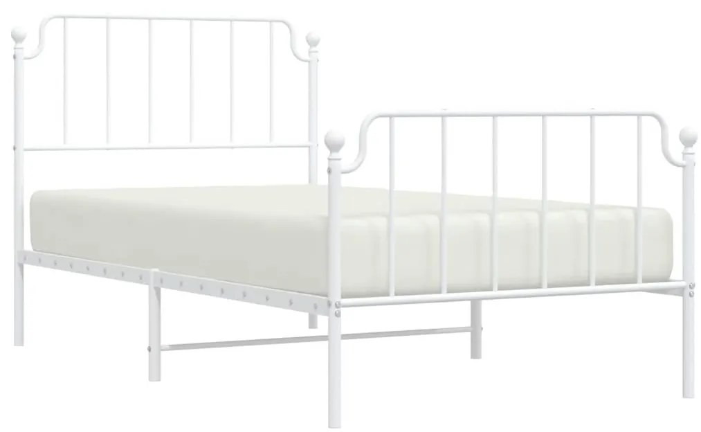 Estrutura de cama com cabeceira e pés 100x190 cm metal branco