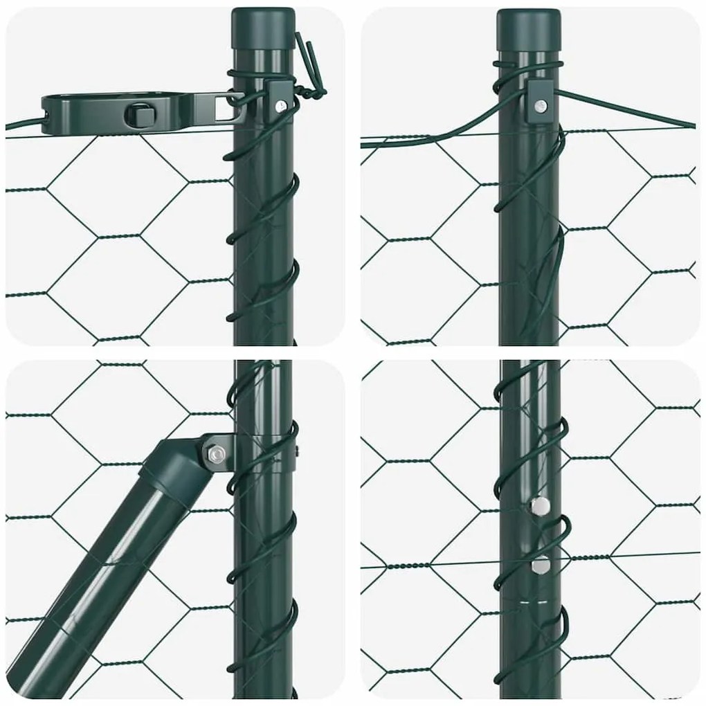 Cerca Hexagonal vidaXL Verde 1,6x25 m Aço