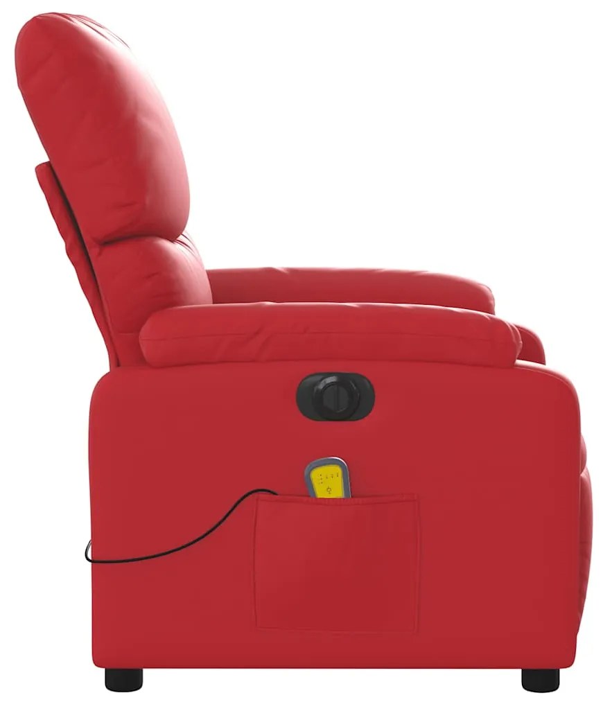 Poltrona massagens reclinável elétrica couro artif. vermelho