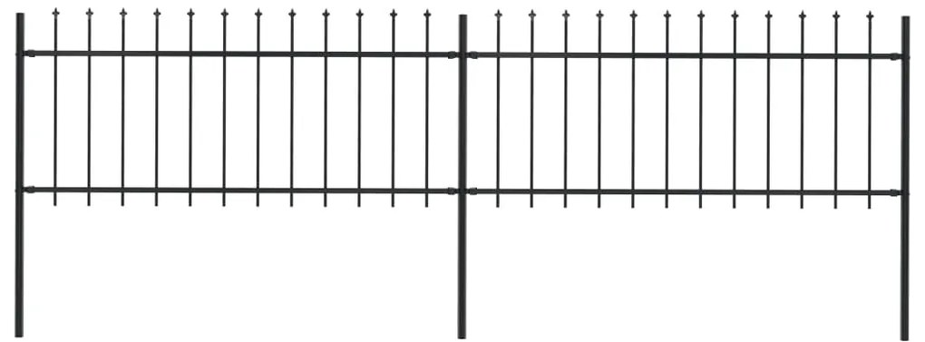 vidaXL Cerca de jardim com topo em forma de lança em aço 359x80 cm, preta