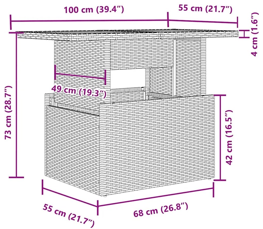 2 pcs conj. sofás p/ jardim c/ almofadões vime PE e vidro cinza