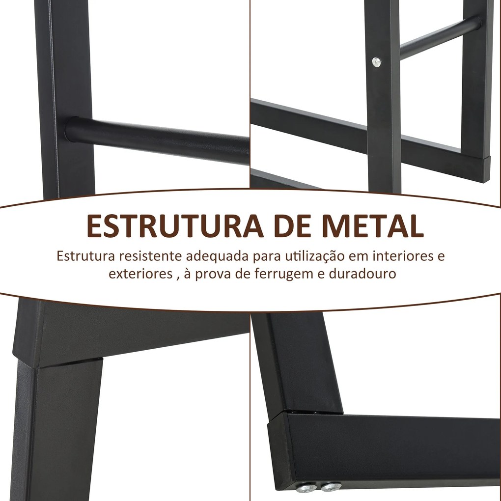 HOMCOM Suporte para Lenha de Metal Porta Lenha Metálico para Interior