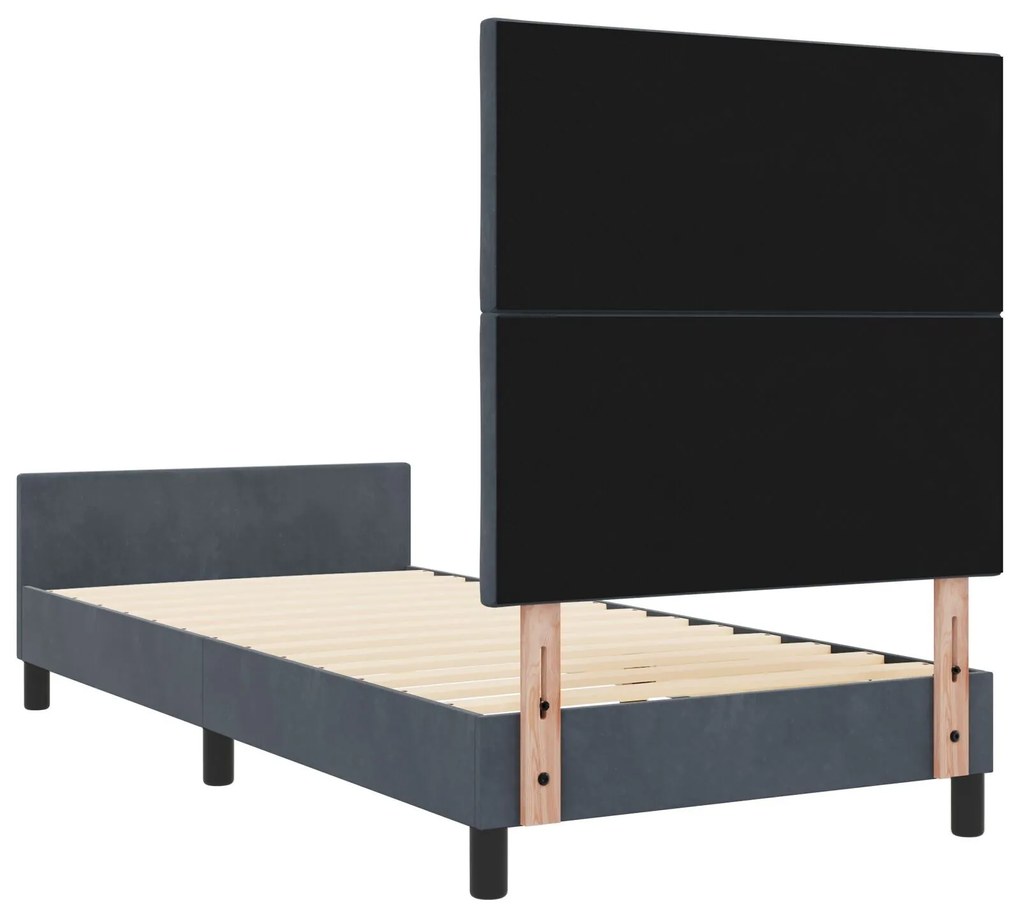 Estrutura de Cama de Veludo Cinza Escuro vidaXL 90x200 cm