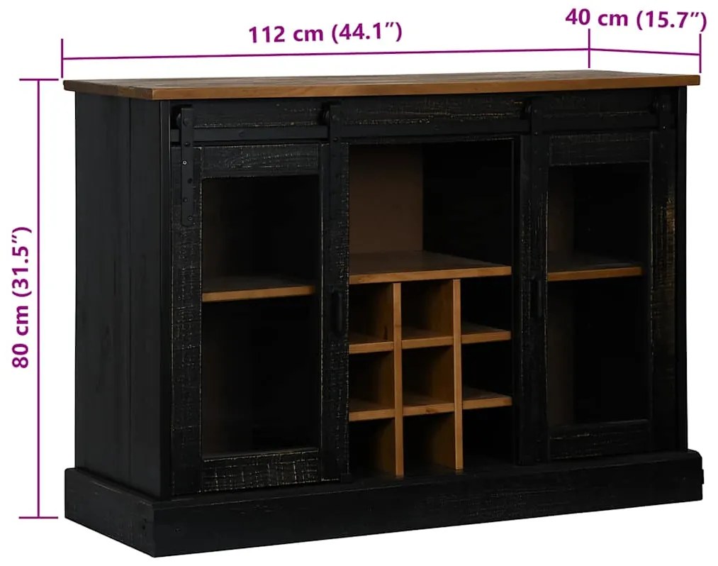 Aparador HALDEN 2 portas de correr 112x40x80 cm Madeira maciça