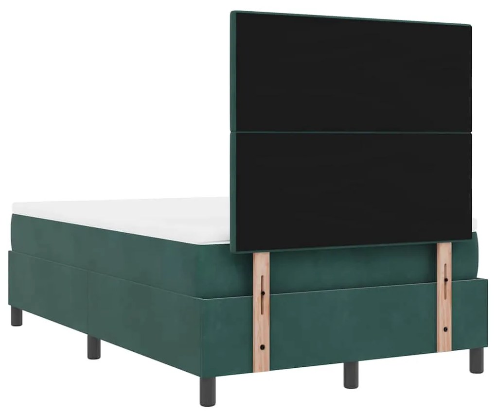 Cama Box com Colchão e LED Verde Escuro 120x190 cm Veludo