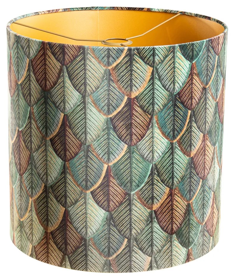 Abajur de Veludo com Design de Folhas e Interior Dourado 40/40/40