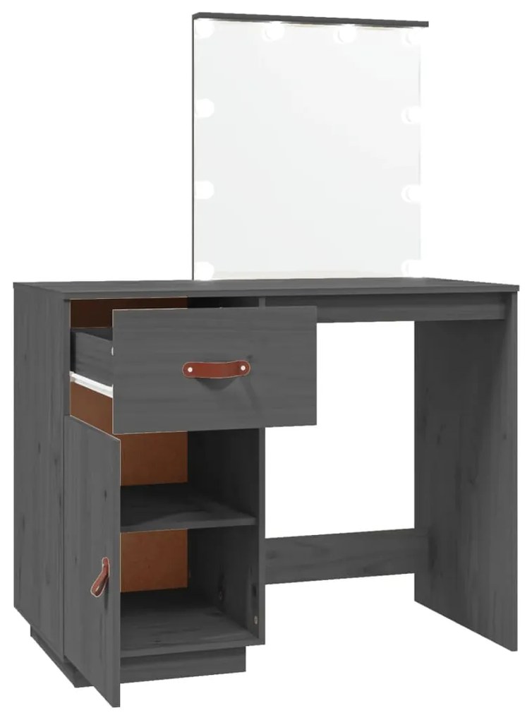 Toucador com LEDs 95x50x133,5 cm pinho maciço cinza