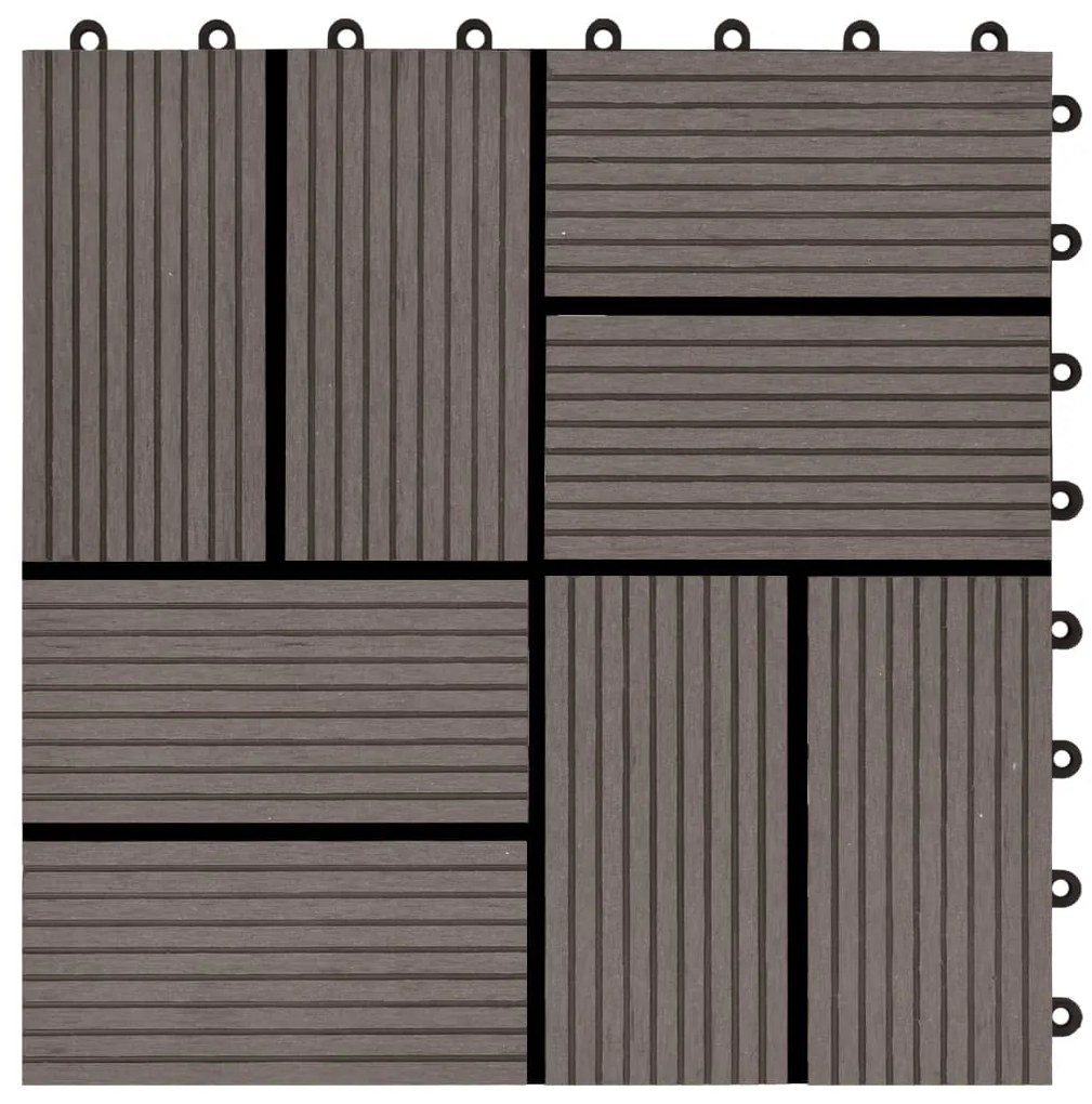 Ladrilhos de pavimento 11 pcs WPC 1m² 30x30 cm castanho escuro