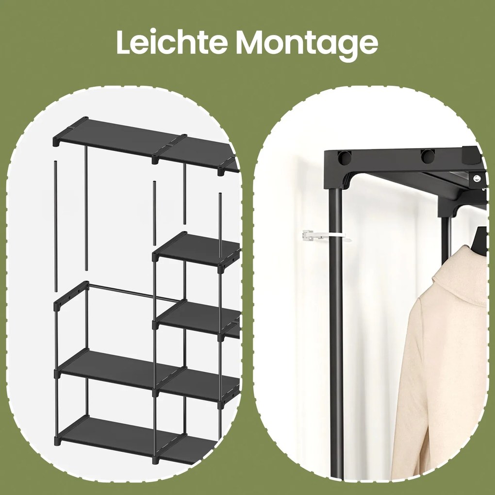 Guarda-roupa aberto 43 x 182 x 182 cm preto