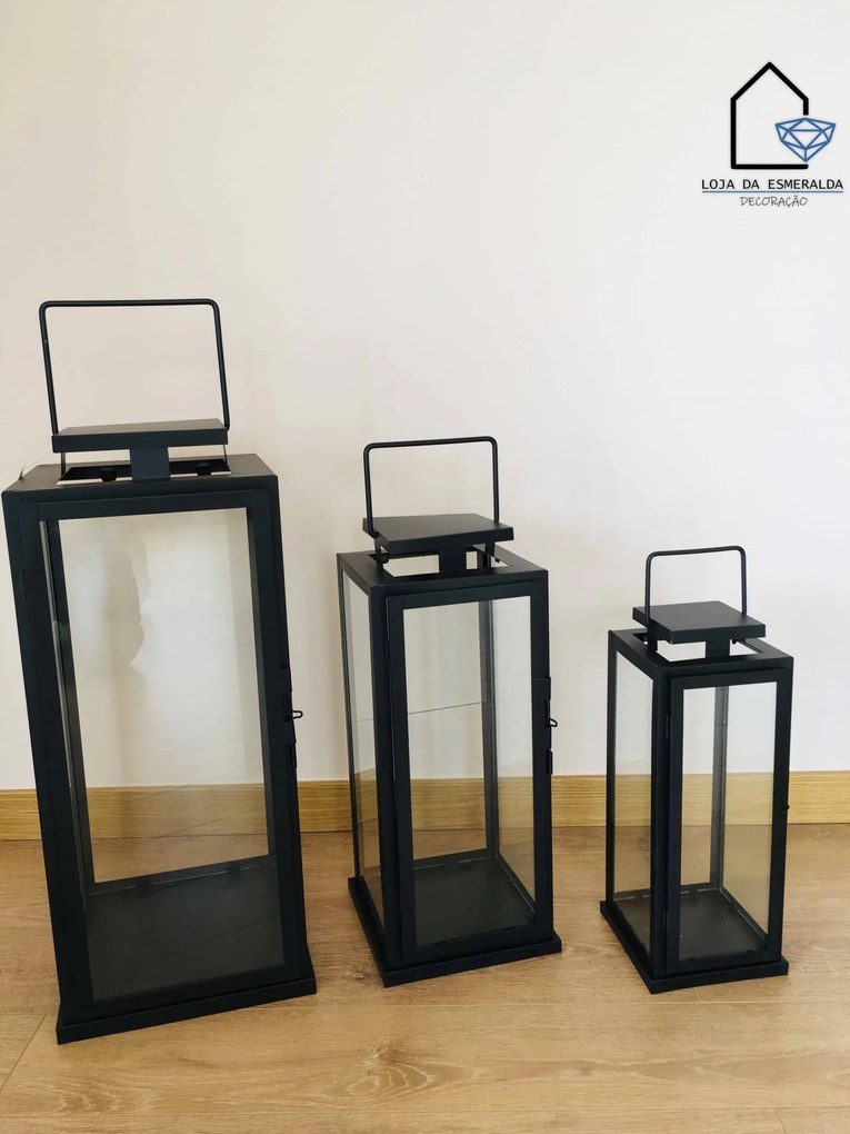 Lanternas | Metal Preto - 14x14x35CM