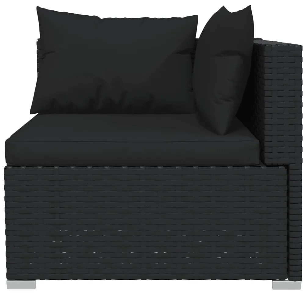 4 pcs conjunto lounge de jardim c/ almofadões vime PE preto