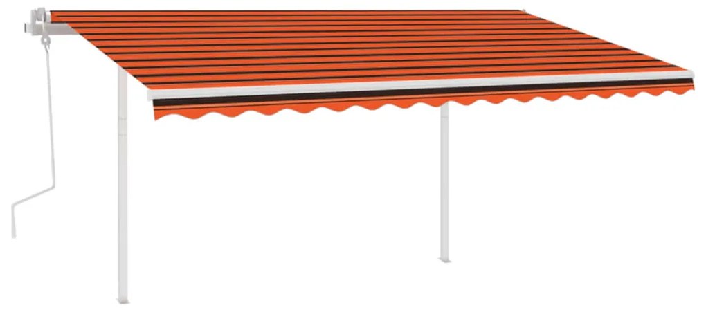 Toldo retrátil manual com luzes LED 4x3 m laranja e castanho