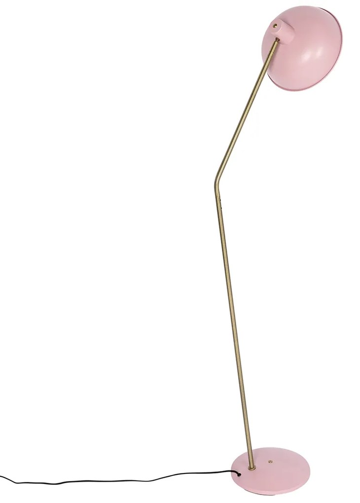 Candeeiro de pé retro rosa com bronze - Milou Retro