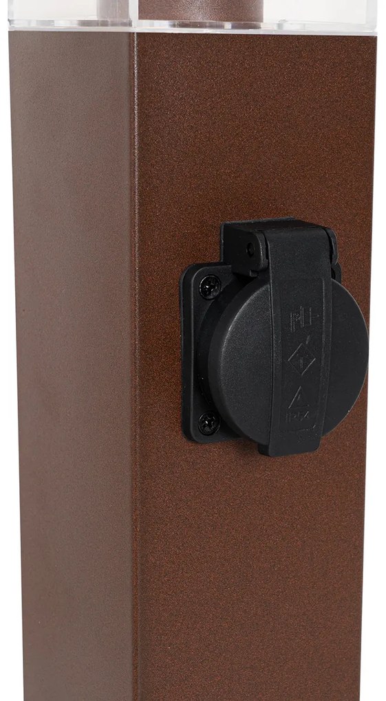 Candeeiro de exterior castanho ferrugem 45 cm com tomada IP44 - Malios