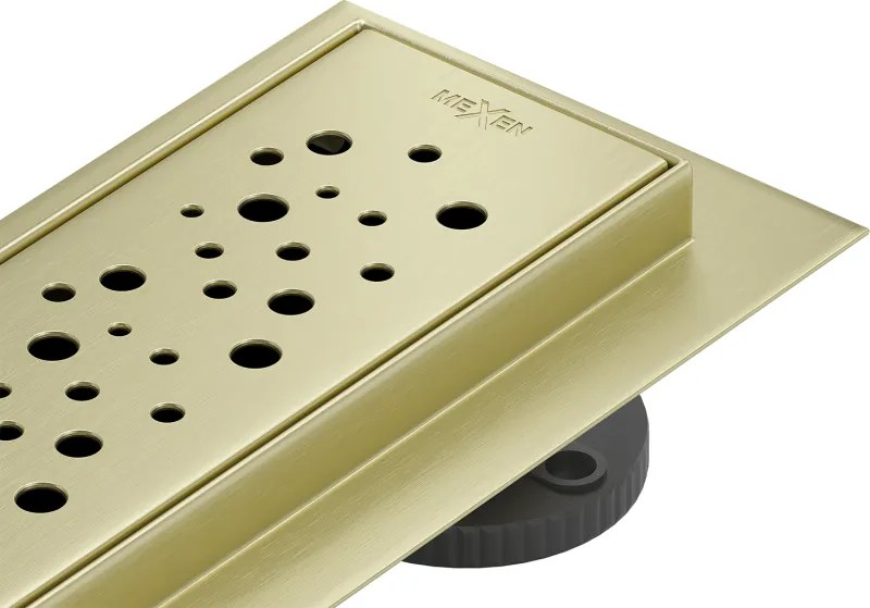 Mexen Flat 360° M12 ralo linear giratório 90 cm, dourado escovado - 1A21090-40