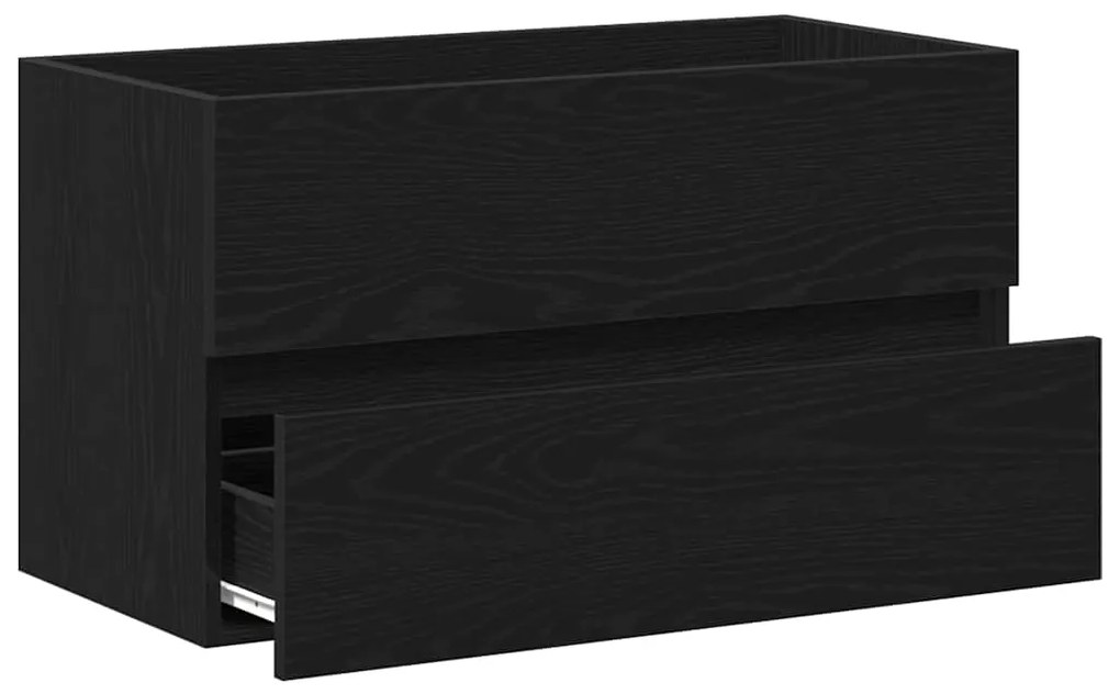 Armário de Pia Carvalho Preto 80x38.5x45 cm Madeira Engenharia