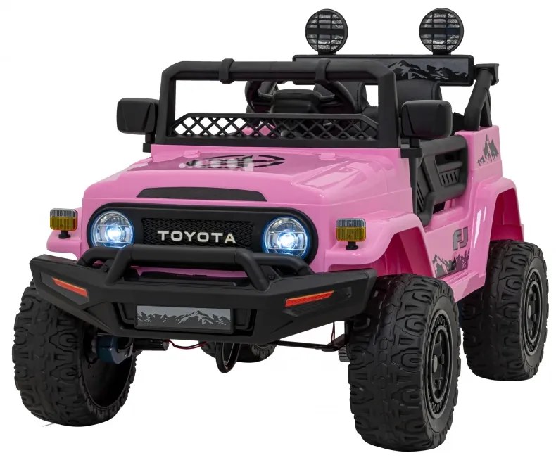 Jipe elétrico para Crianças Toyota FJ Cruiser 12V 4x4, Rodas Espuma EVA, Assentocouro ecológico Rosa