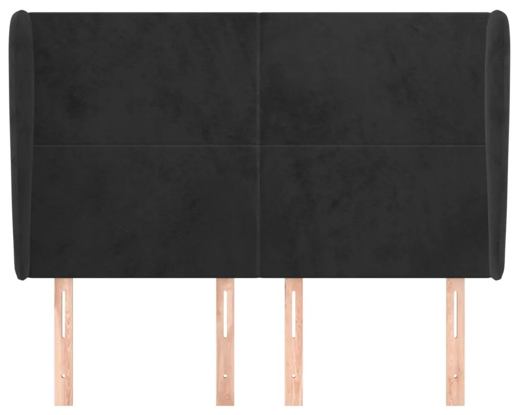 Cabeceira de cama c/ abas veludo 147x23x118/128 cm preto