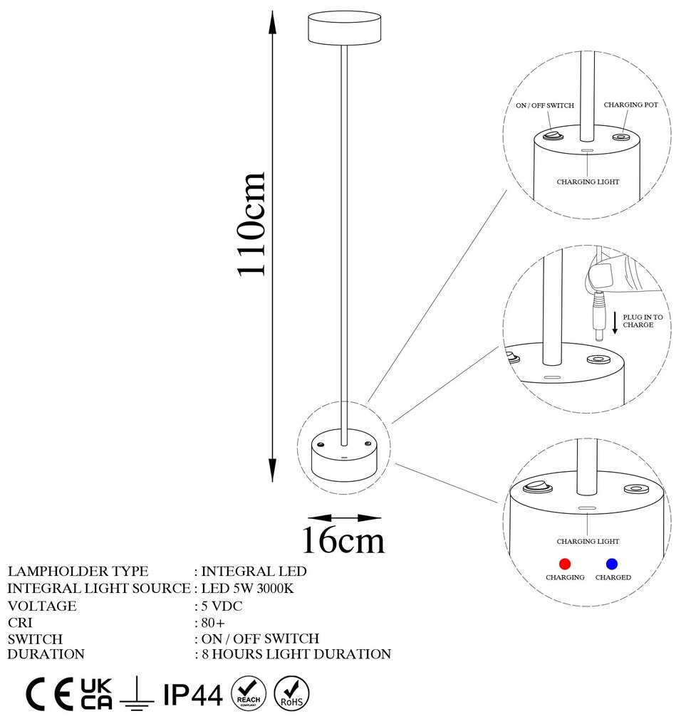 Lâmpada de Pé Keyf – Cromada – Diâmetro 16 cm Altura 111 cm