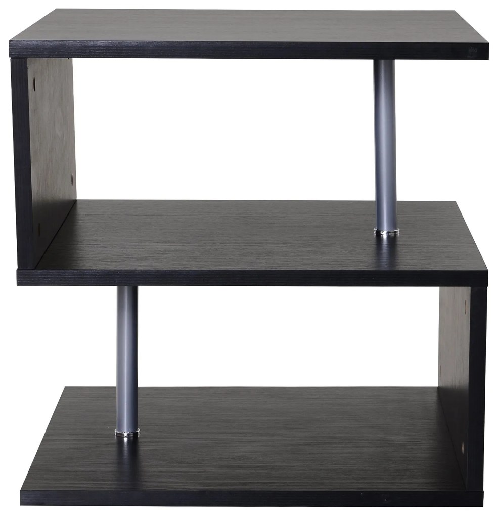 Mesa de centro de sala de jantar de forma S com 2 Níveis Abertos Elegante 50x50x50 cm Preto