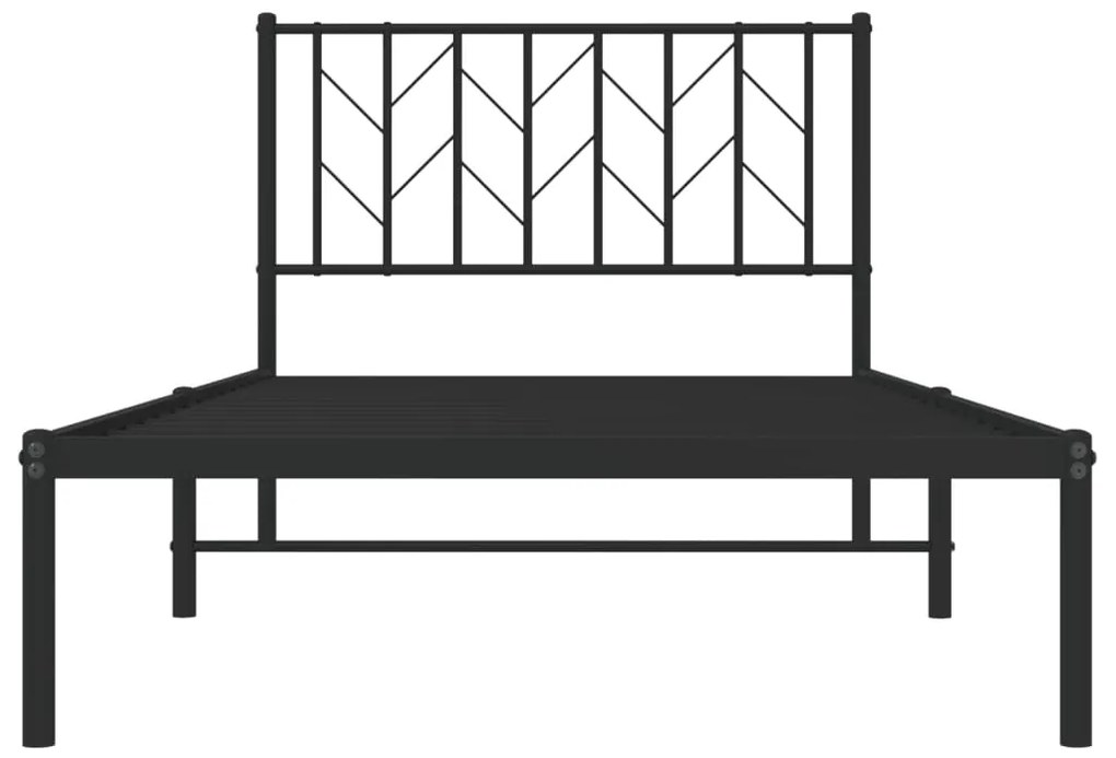Estrutura de cama com cabeceira 100x190 cm metal preto
