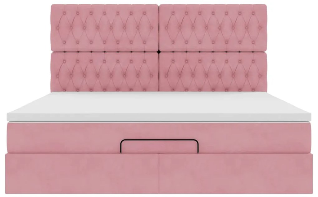 Estrutura de cama otomana com colchões 180x200 cm veludo rosa