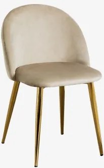 Pack De 2 Cadeiras De Jantar Estofadas E Em Aço Kana Dourado & Velluto Castanho Trigo & Veludo - Sklum