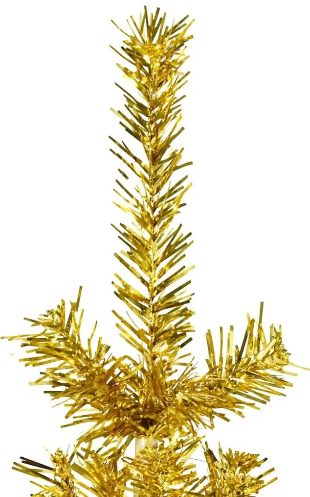 Meia árvore de Natal fina com suporte 150 cm dourado