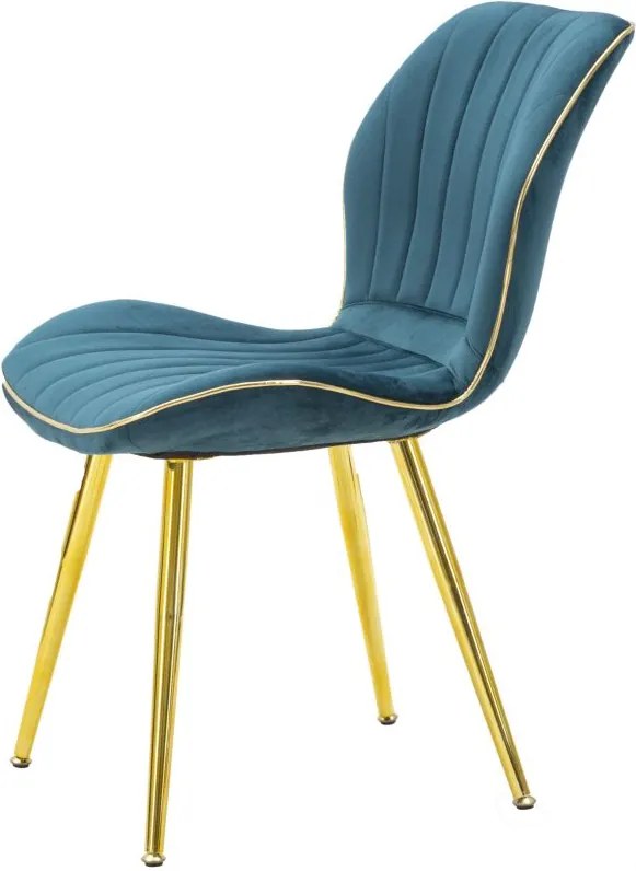 CONJUNTO DE 2 CADEIRAS 46X58X77 CM AZUL-VERDE E DOURADO