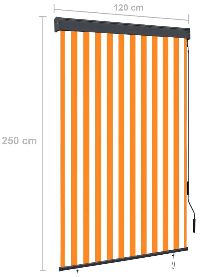 Estore de rolo para exterior 120x250 cm branco e laranja