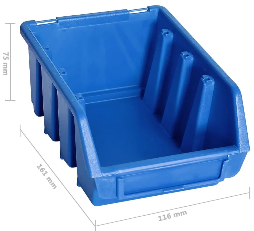 128 pcs Kit caixas arrumação com painéis de parede azul e preto