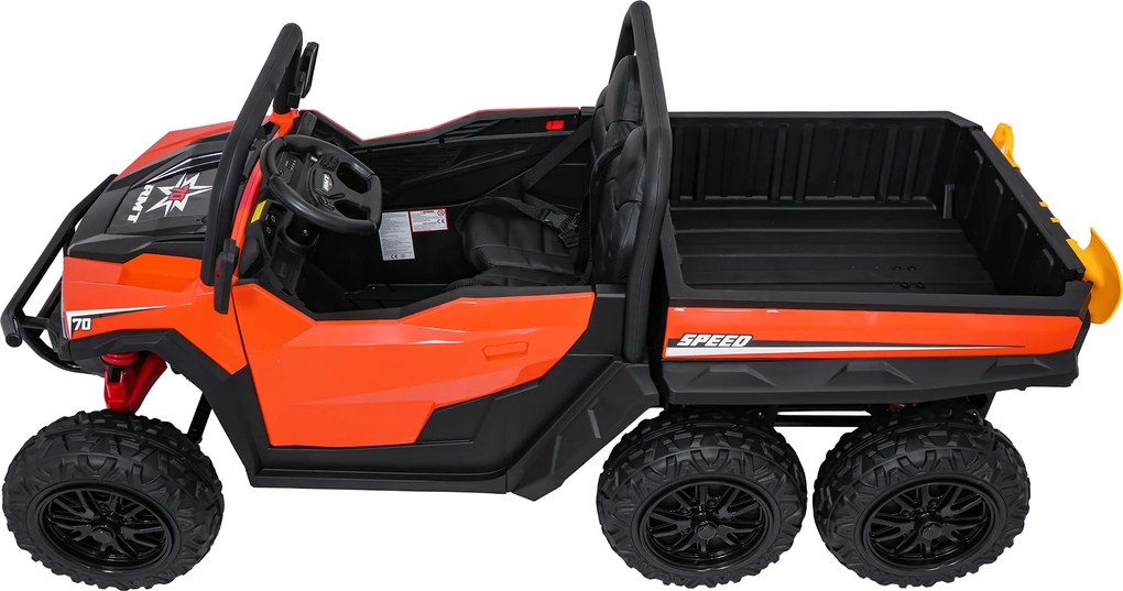 Carro elétrico para Crianças Farmer 2 lugares 24V 4x4 Truck X-POWER, Rodas de espuma EVA, Assento Couro ecológico Laranja