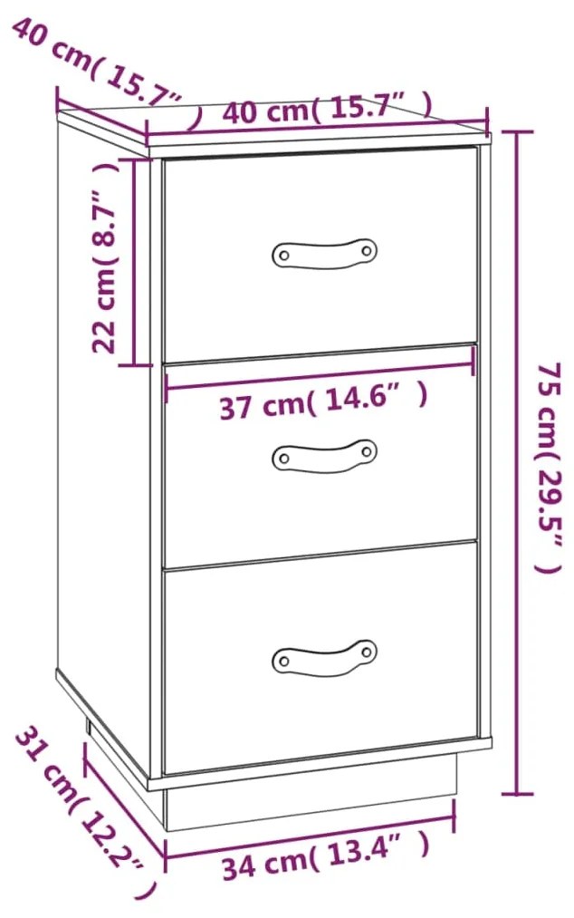 Mesa de cabeceira 40x40x75 cm pinho maciço castanho mel