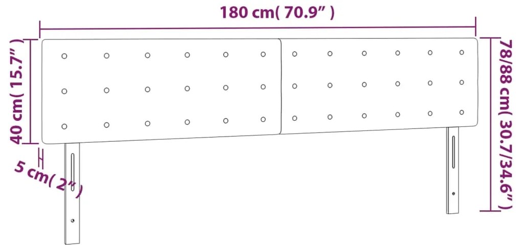 Cabeceira de cama c/ luzes LED tecido 180x5x78/88 cm castanho