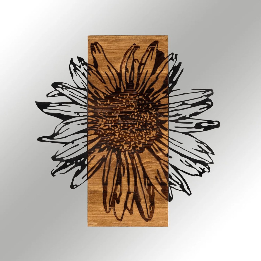 Acessório Decorativo de Parede Daisy – Preto e Nogueira – 56 x 58 cm