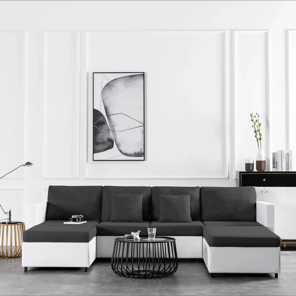 287215 vidaXL Sofá-cama em couro artificial 4 lugares branco