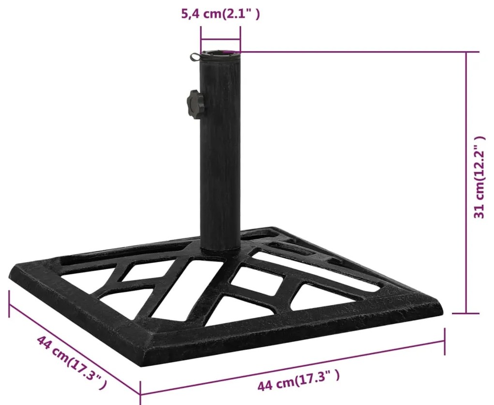 Base para guarda-sol ferro fundido 44x44x31 cm preto