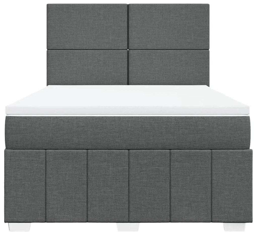 Cama com molas/colchão 140x190 cm tecido cinzento-escuro