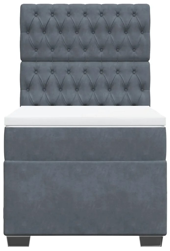 Cama com molas/colchão 80x200 cm veludo cinza-escuro