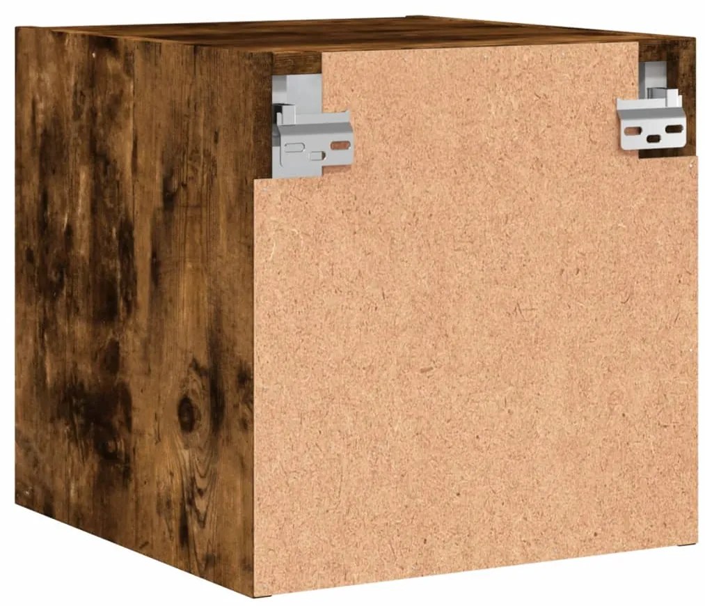 Mesa de cabeceira c/ porta de vidro 35x37x35 cm carvalho fumado