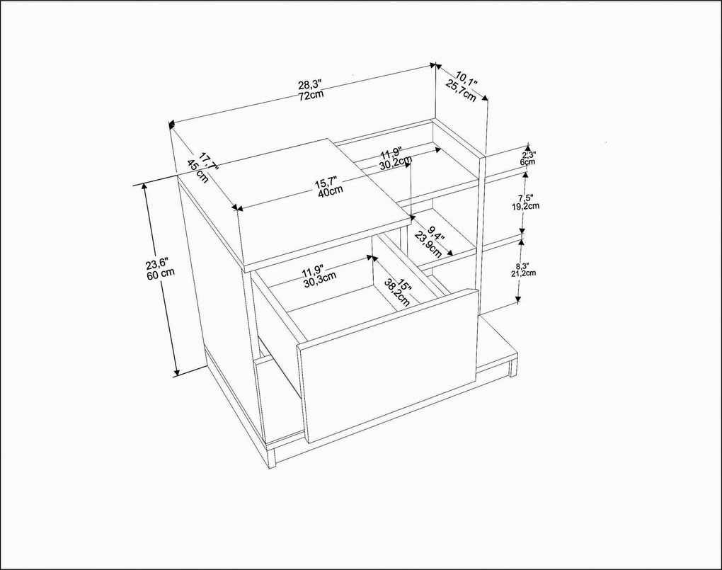 Mesa de Cabeceira Rena – Branco – 72 cm x 45 cm x 60 cm
