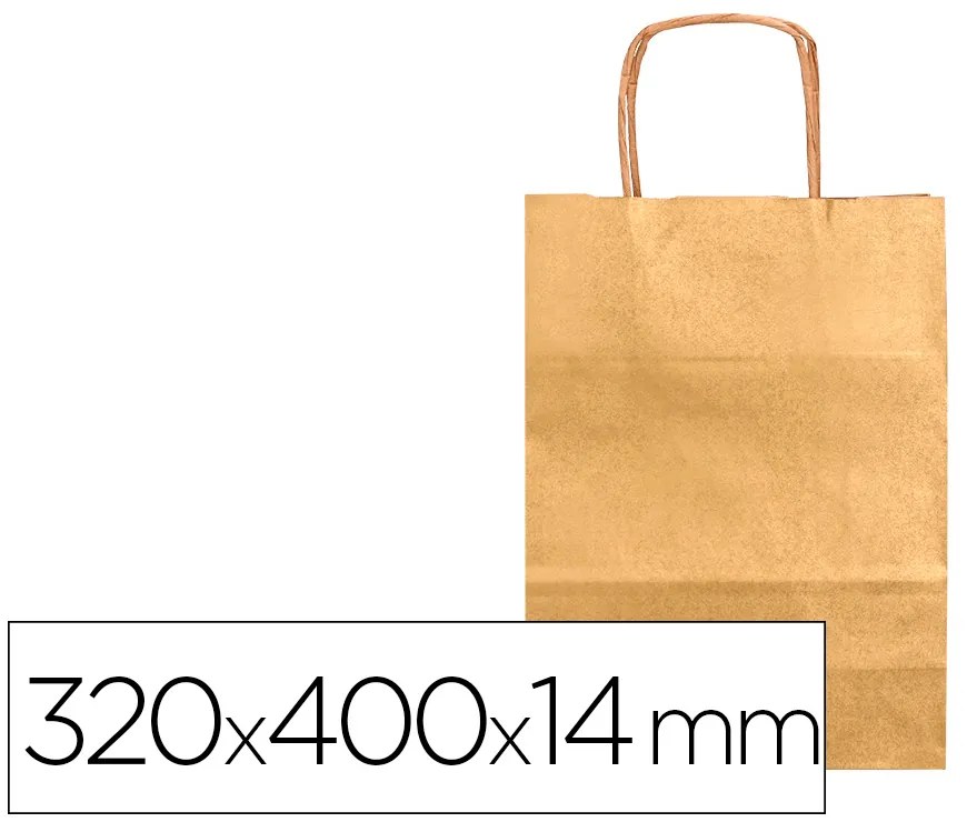 Saco de Papel Basika Kraft Ouro L com Asa Torcida 320x400x14 mm