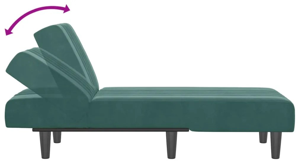 Chaise longue veludo verde-escuro