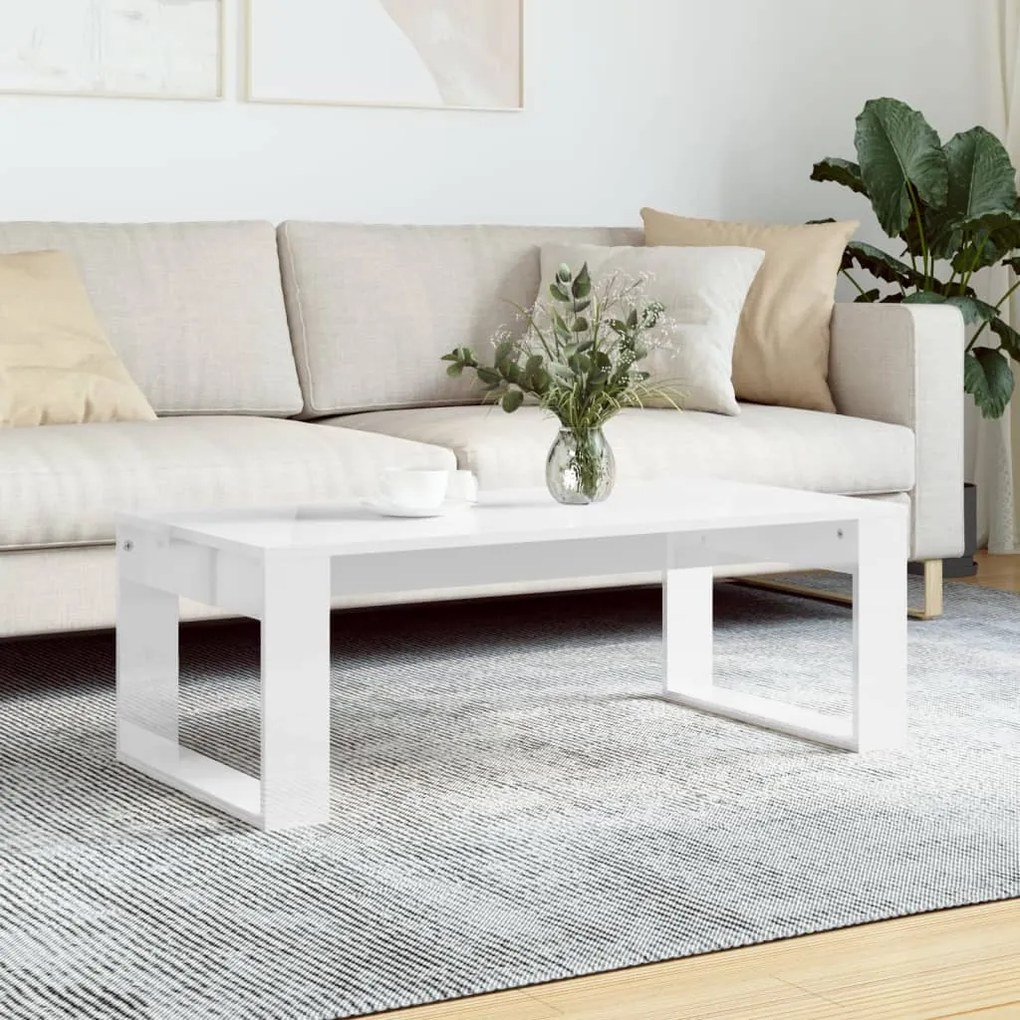 Mesa de centro 102x50x35 cm derivados madeira branco brilhante