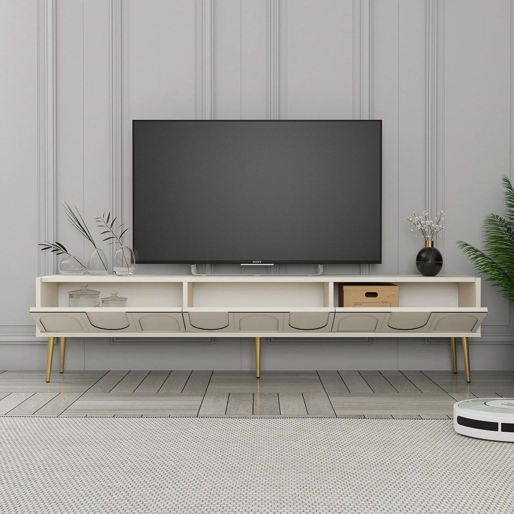 Unidade TV Lyon – Creme e Dourado – 180 cm x 43 cm x 35 cm
