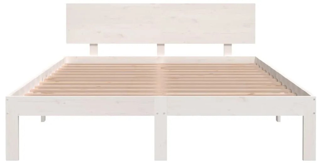 Estrutura de cama 140x200 cm pinho maciço branco