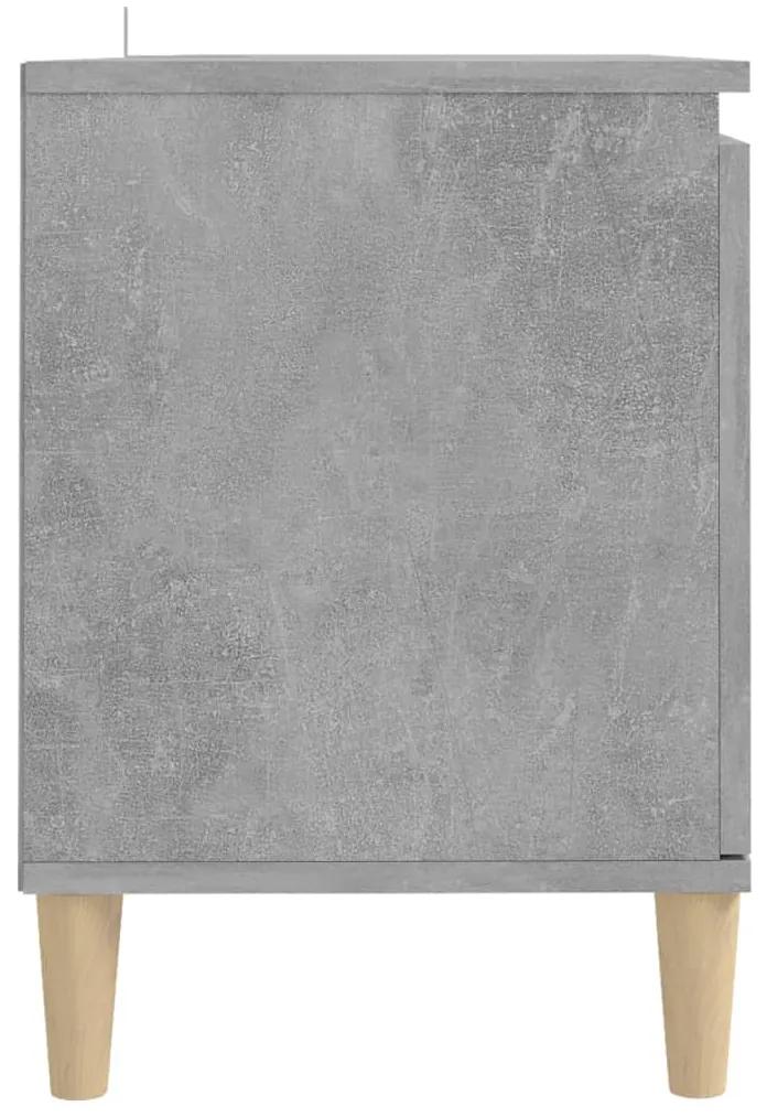 Móvel de TV c/ pernas de madeira 103,5x35x50cm cinzento cimento
