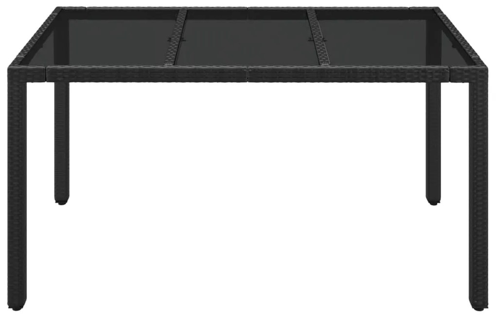 Mesa de jardim com tampo de vidro 150x90x75 cm vime PE preto