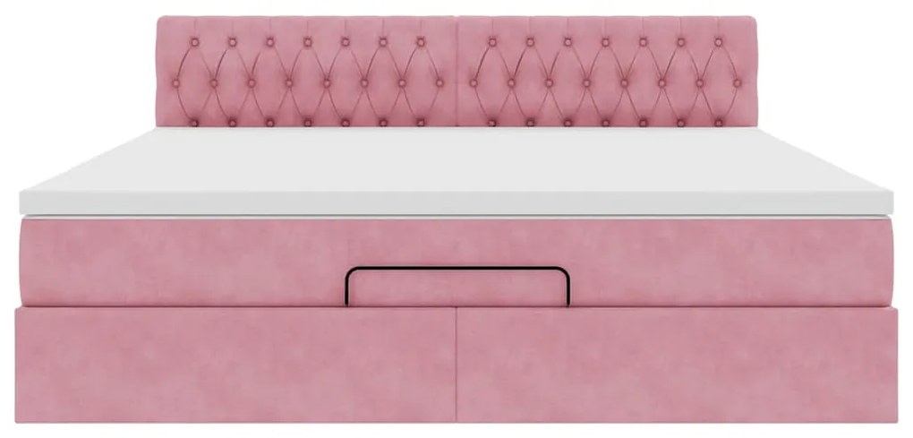 Estrutura de cama otomana com colchão 180x200 cm veludo rosa