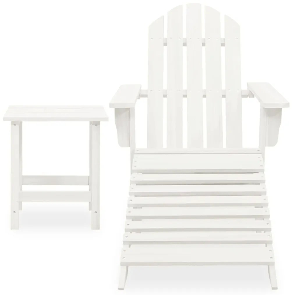 Cadeira de jardim Adirondack c/ otomano e mesa abeto branco